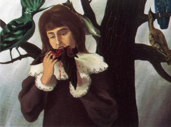 Rene Magritte : girl eating a bird